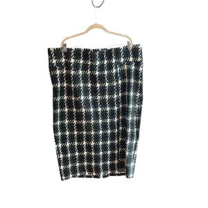Melissa McCarthy Seven7 line green black white houndstooth plaid skirt Sz 3X